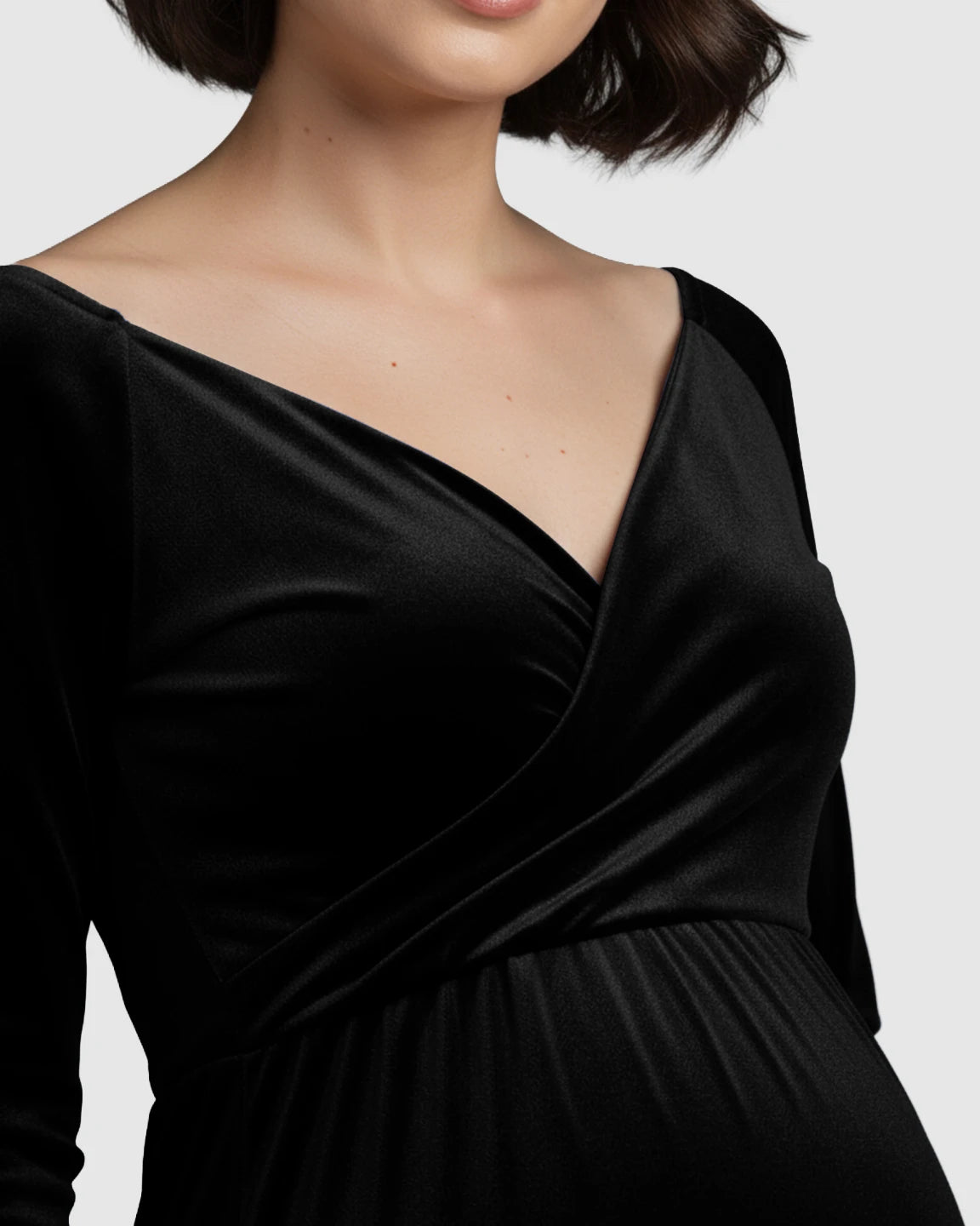 Off-Shoulder Velvet Maternity Gown