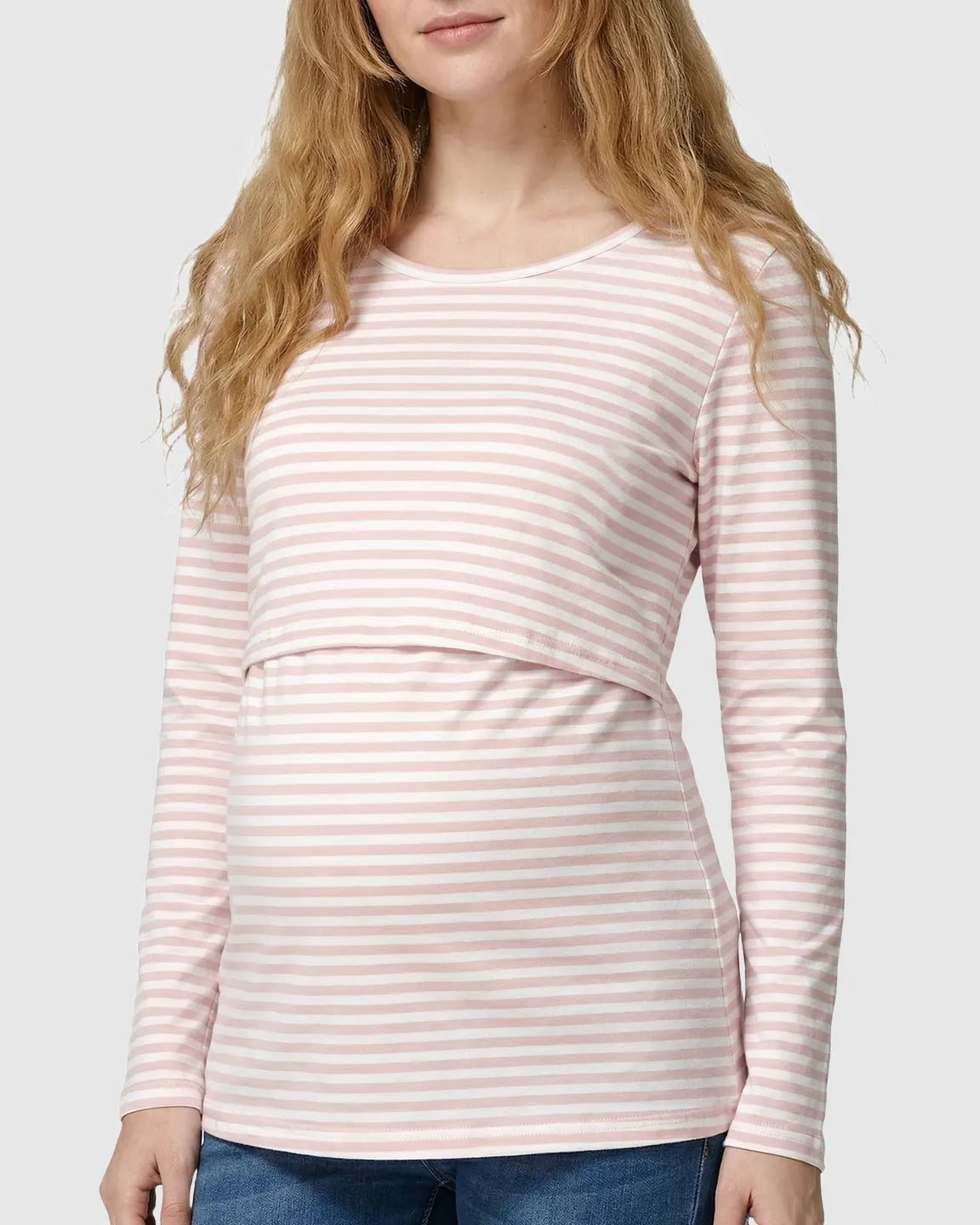 Pull-up Access Striped Print Maternity & Nursing Top