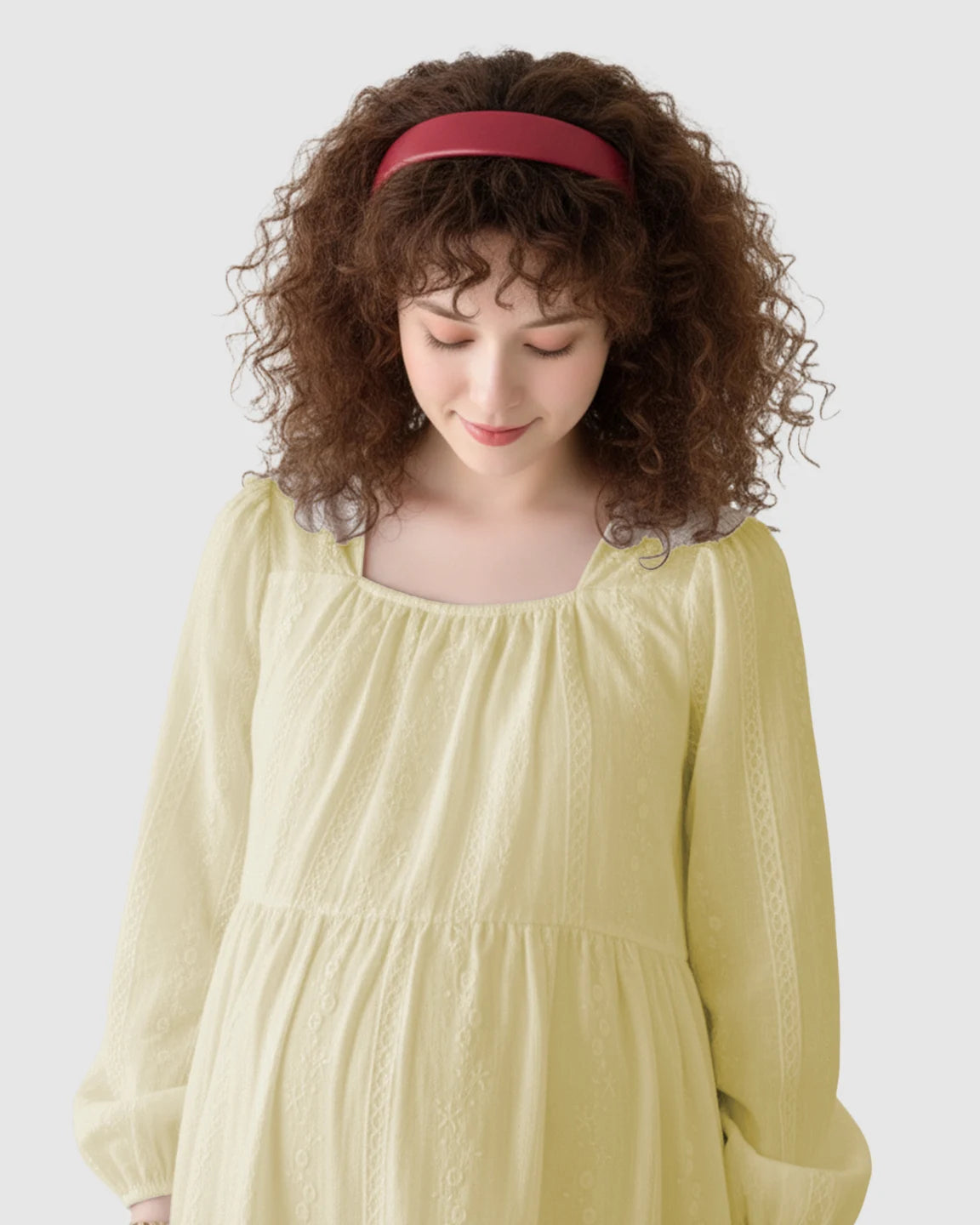Embroidered Texture Korean-Style Maternity Tunic Top