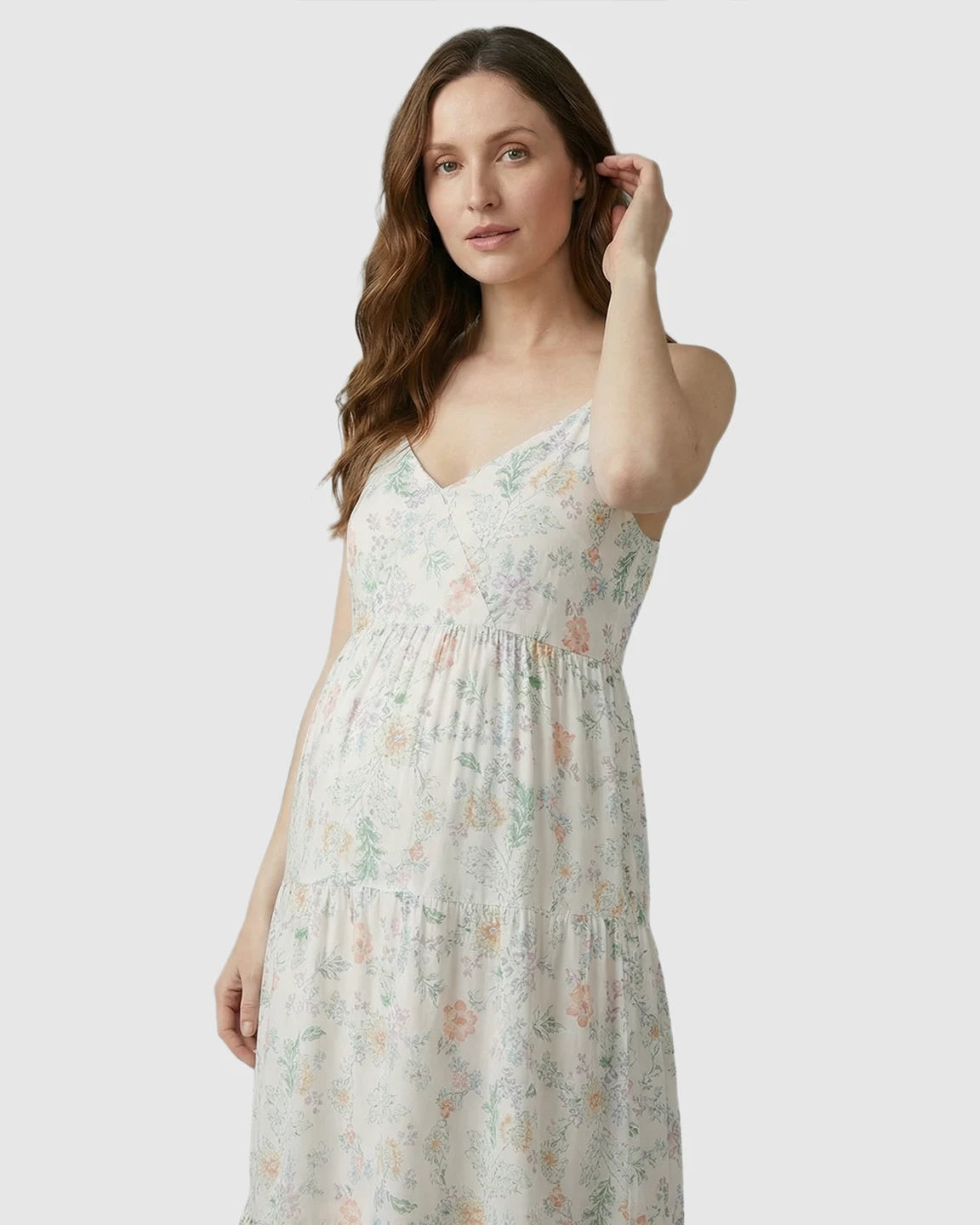 Lace Trim Floral Print Maternity Nightdress