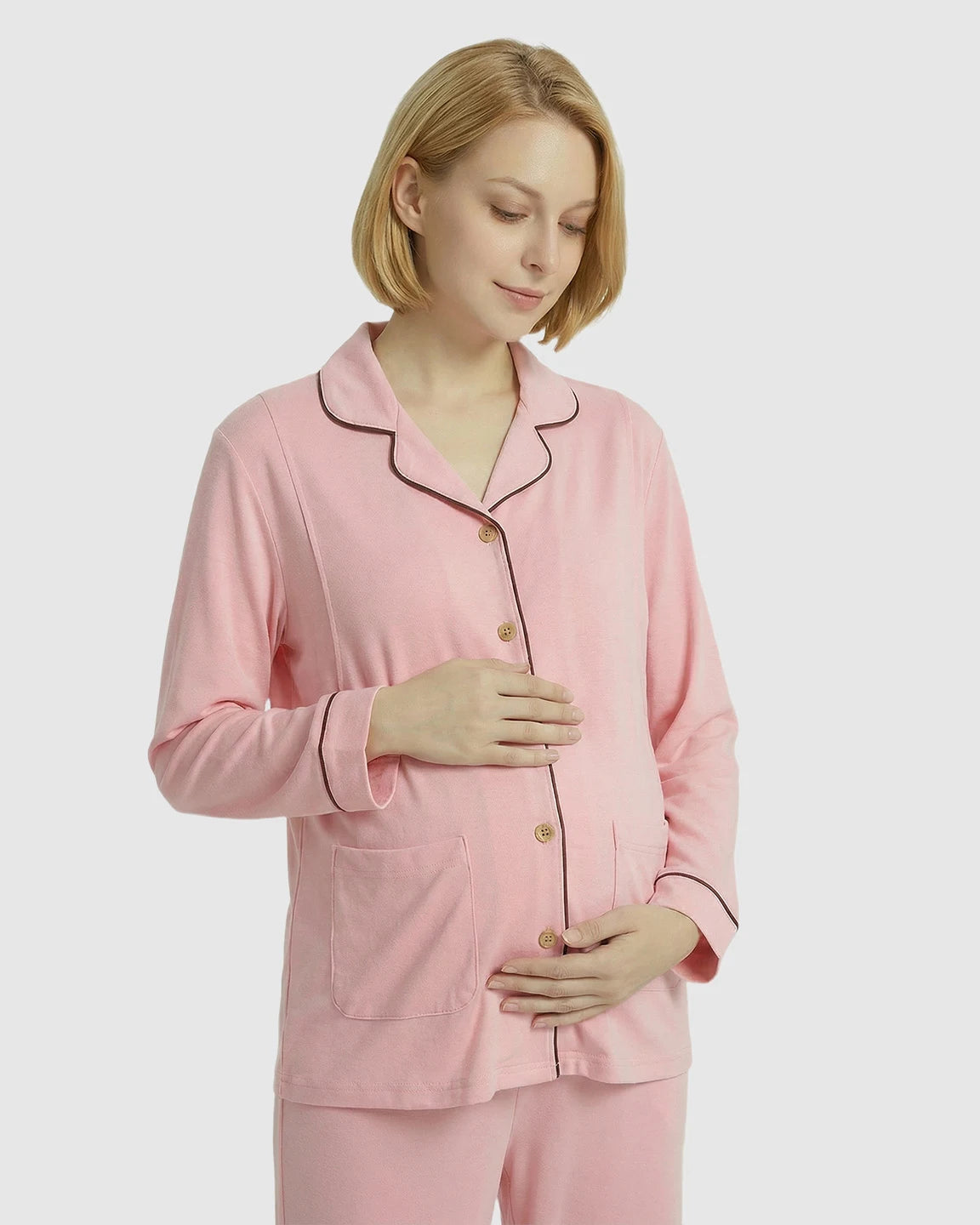 Button-Front Relaxed Fit Maternity Loungewear Set
