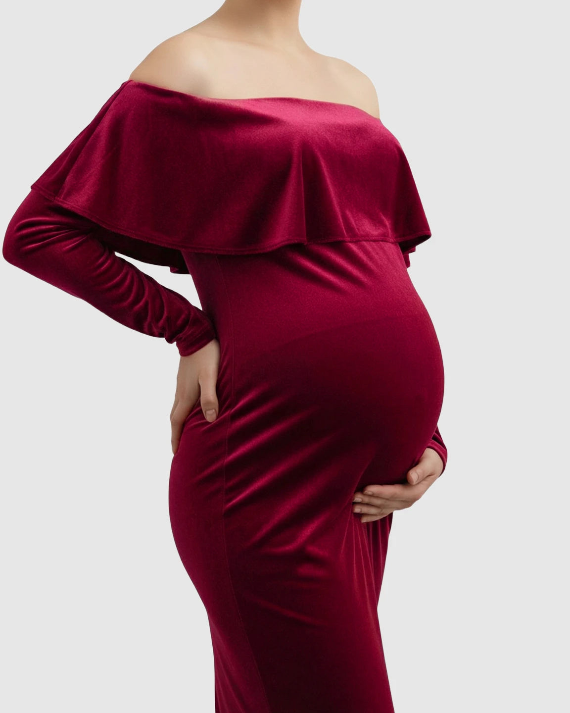 Off-Shoulder Fitted Maternity Photoshoot Dress