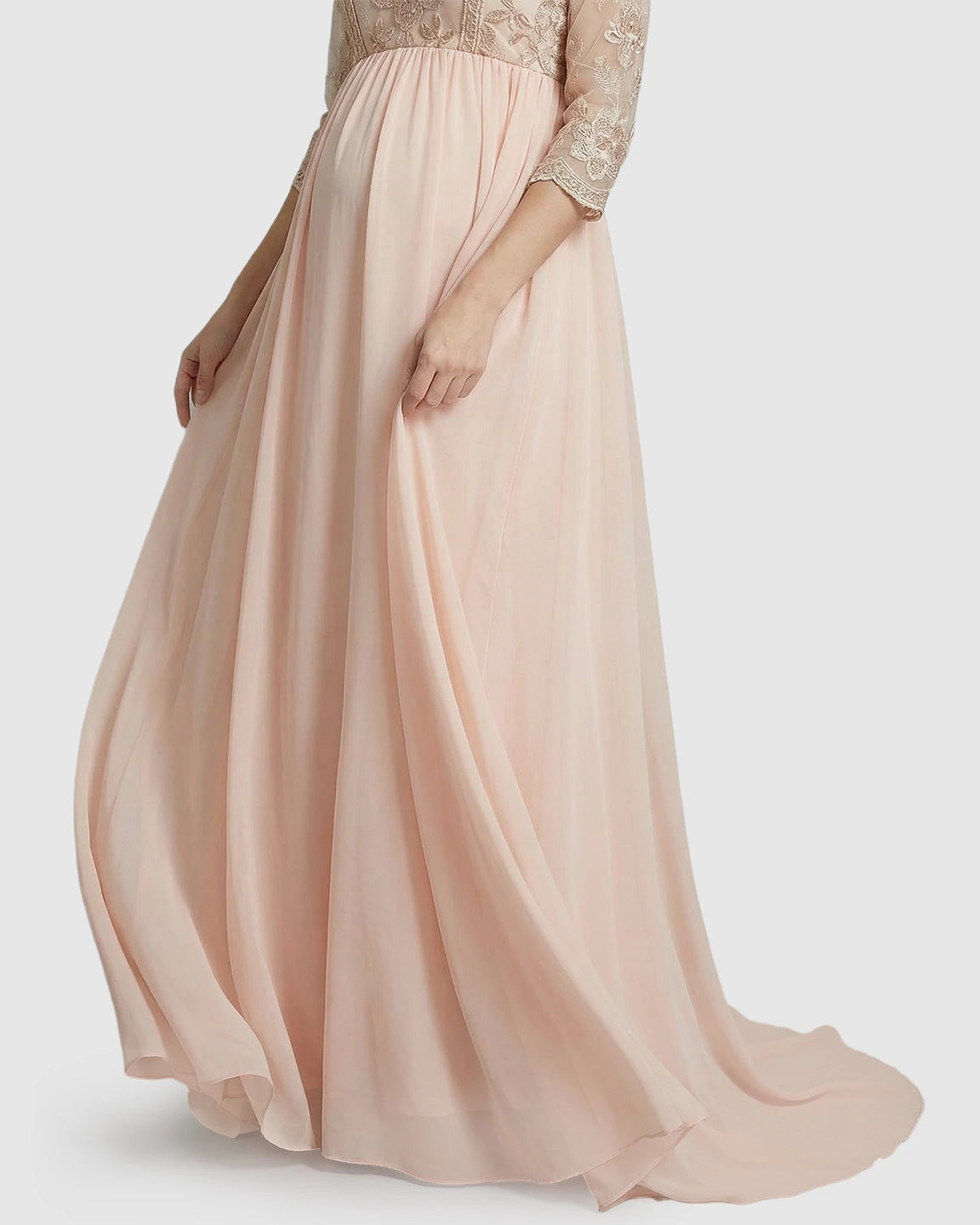 Sheer Lace Bodice Trailing Maternity Photoshoot Dress