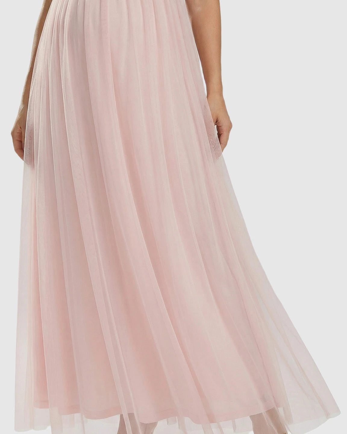 Sequin Bodice Flowing Mesh Maternity Maxi Dress