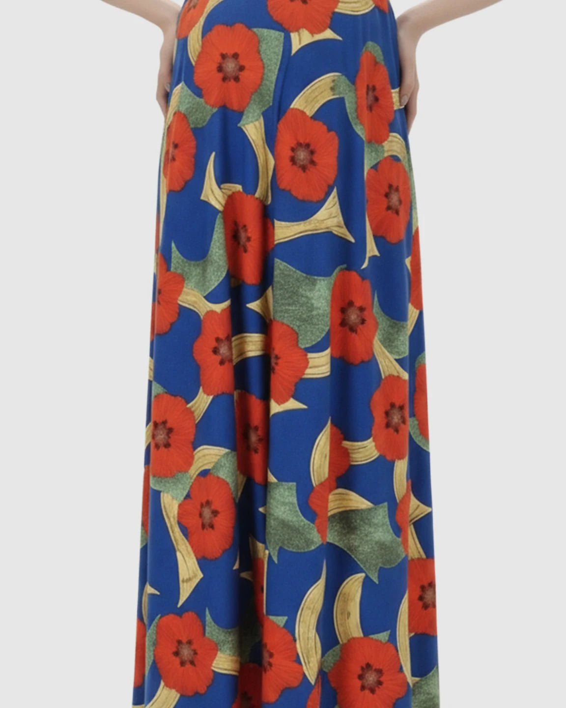 Vibrant Floral Sleeveless Wide-Skirt Maternity Maxi Dress