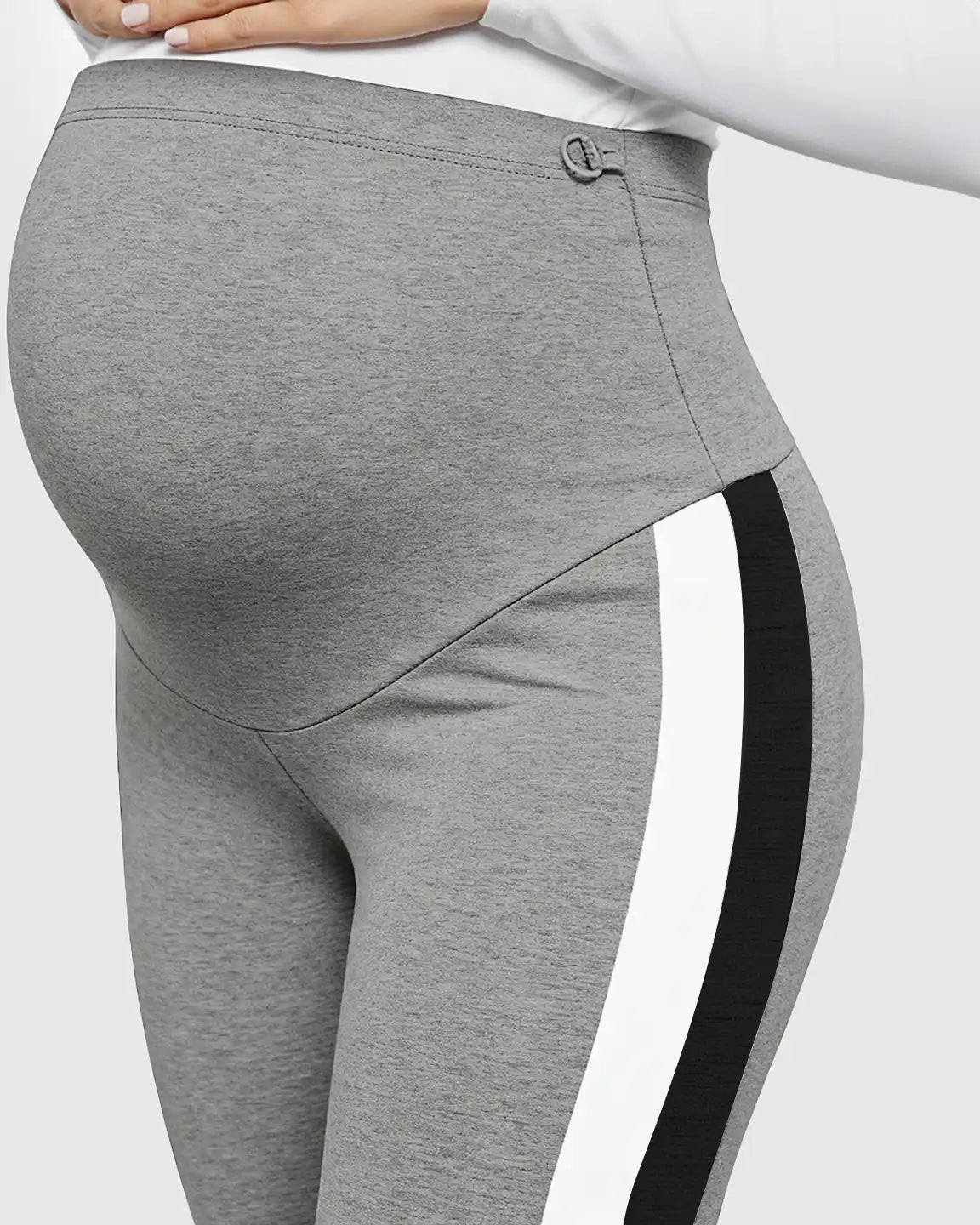 Stretch Waist Panel Side-Stripe Maternity Leggings