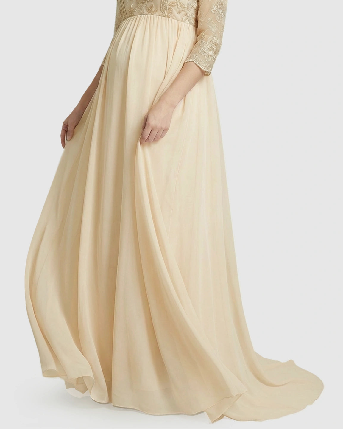 Sheer Lace Bodice Trailing Maternity Photoshoot Dress