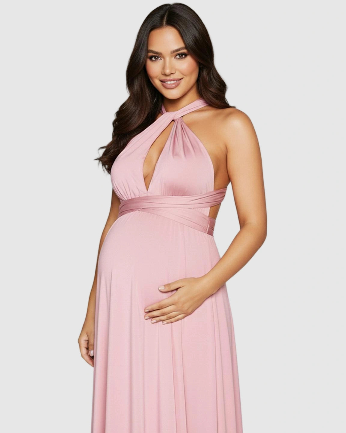 Flowy Chiffon Maternity Maxi Dress with Adjustable Tie Detail