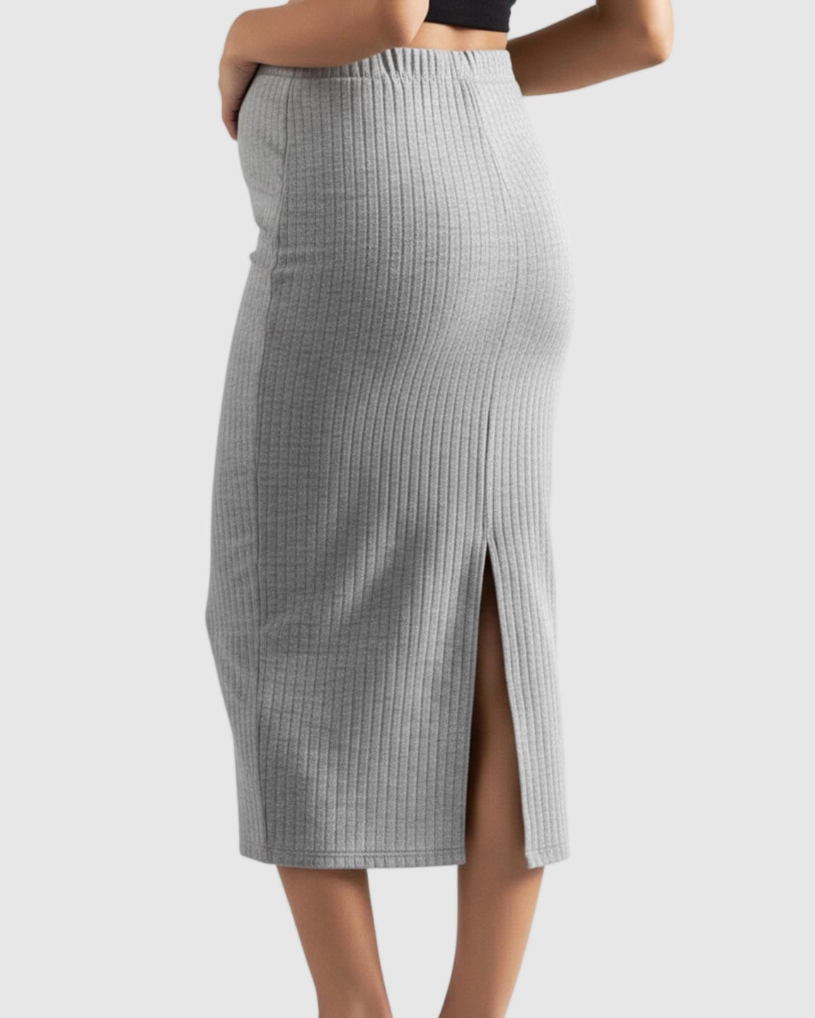 High-Waist Ribbed Maternity Skirt
