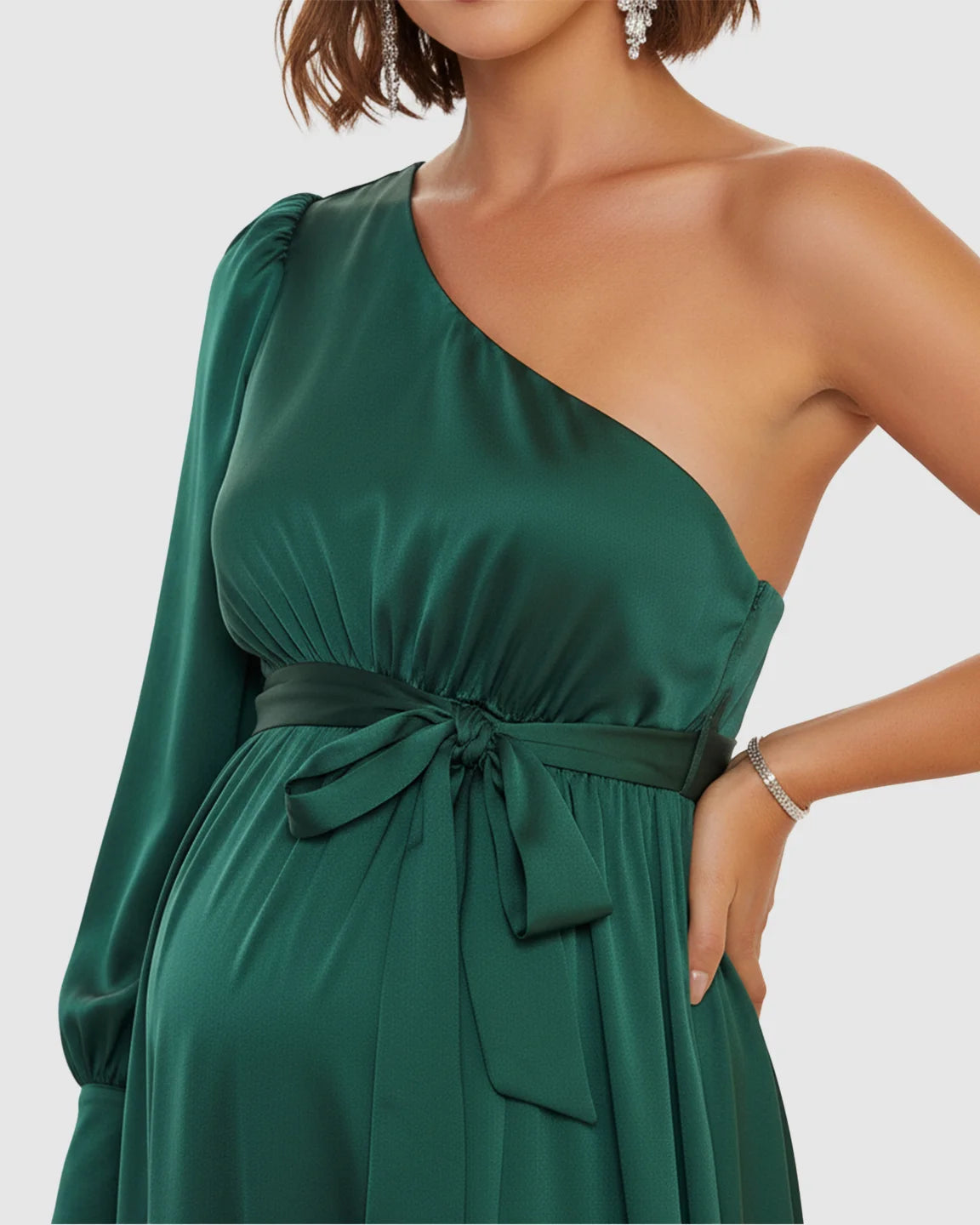 One-Shoulder Elegant Maternity Maxi Dress