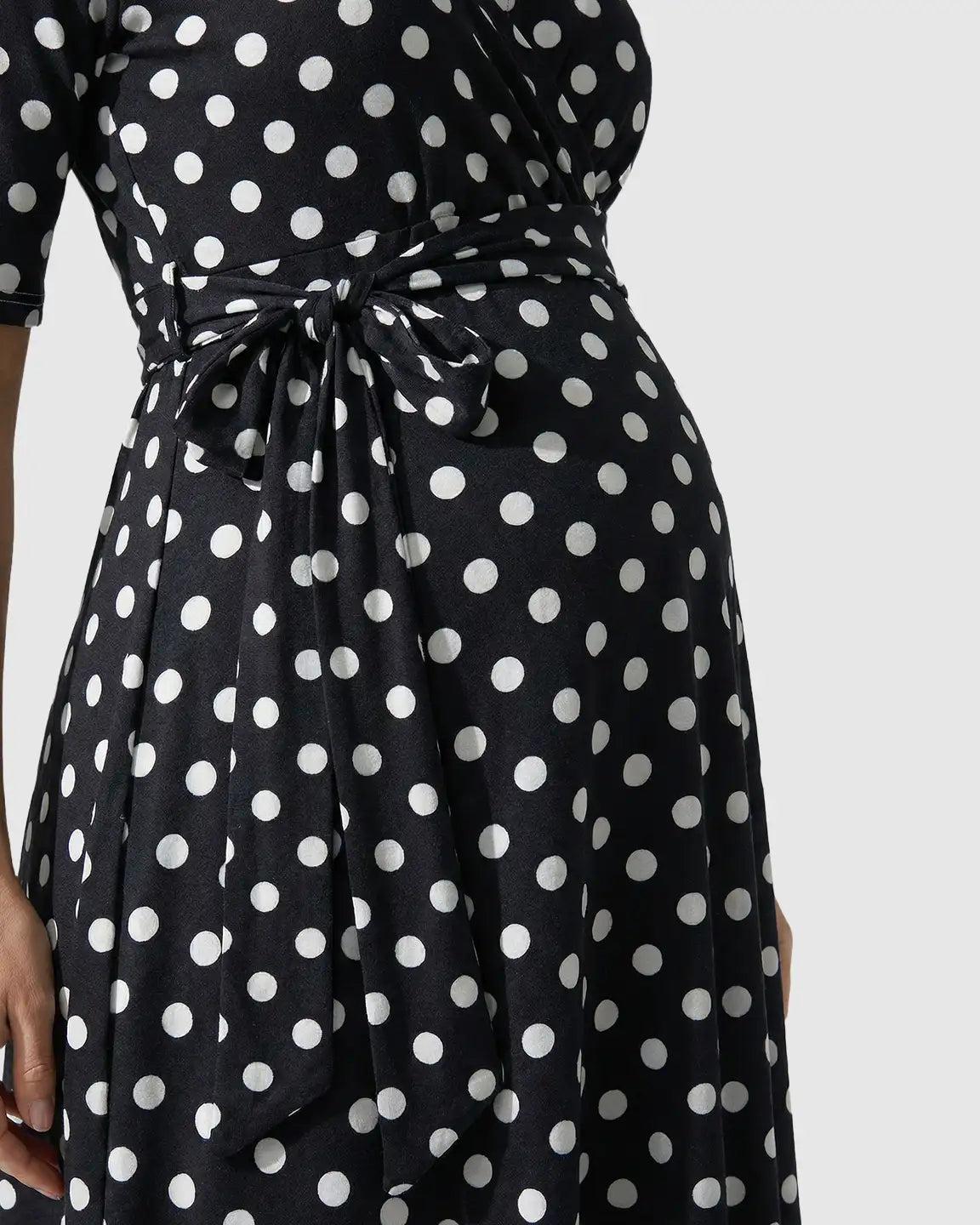 Adjustable Waist Polka Dot Maternity Short Dress