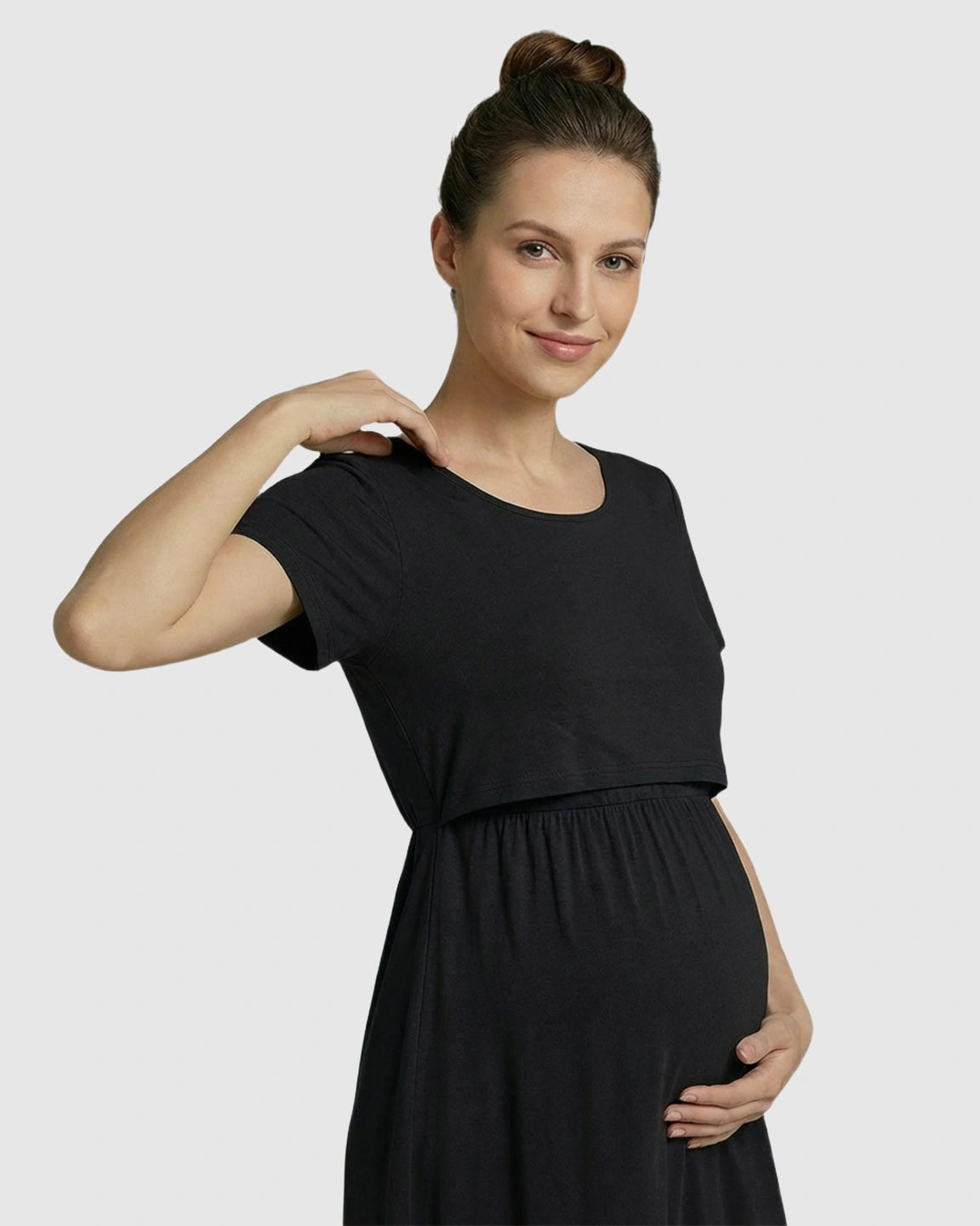 Double-Layer Nursing Front Relaxed Maternity Dress