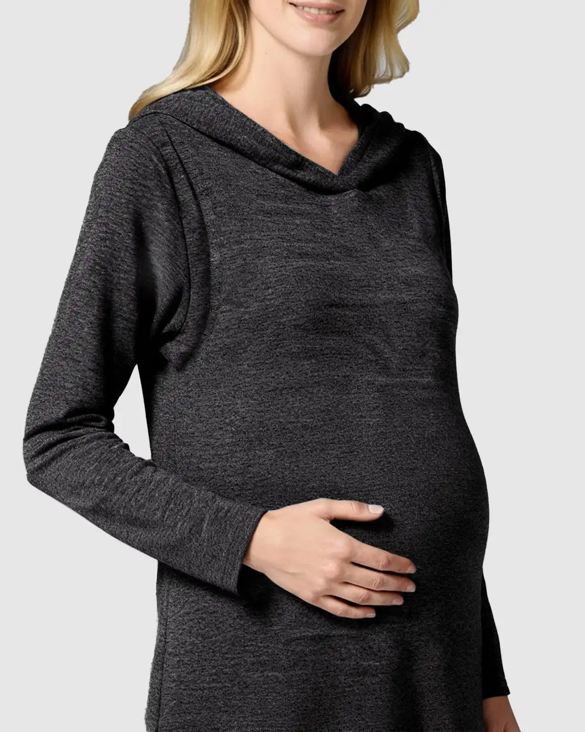 Hooded Side-Access Nursing & Maternity Midi Dress