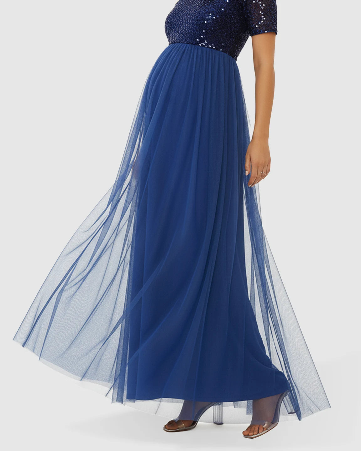 Sequin One-Shoulder Glamour Maternity Maxi Dress