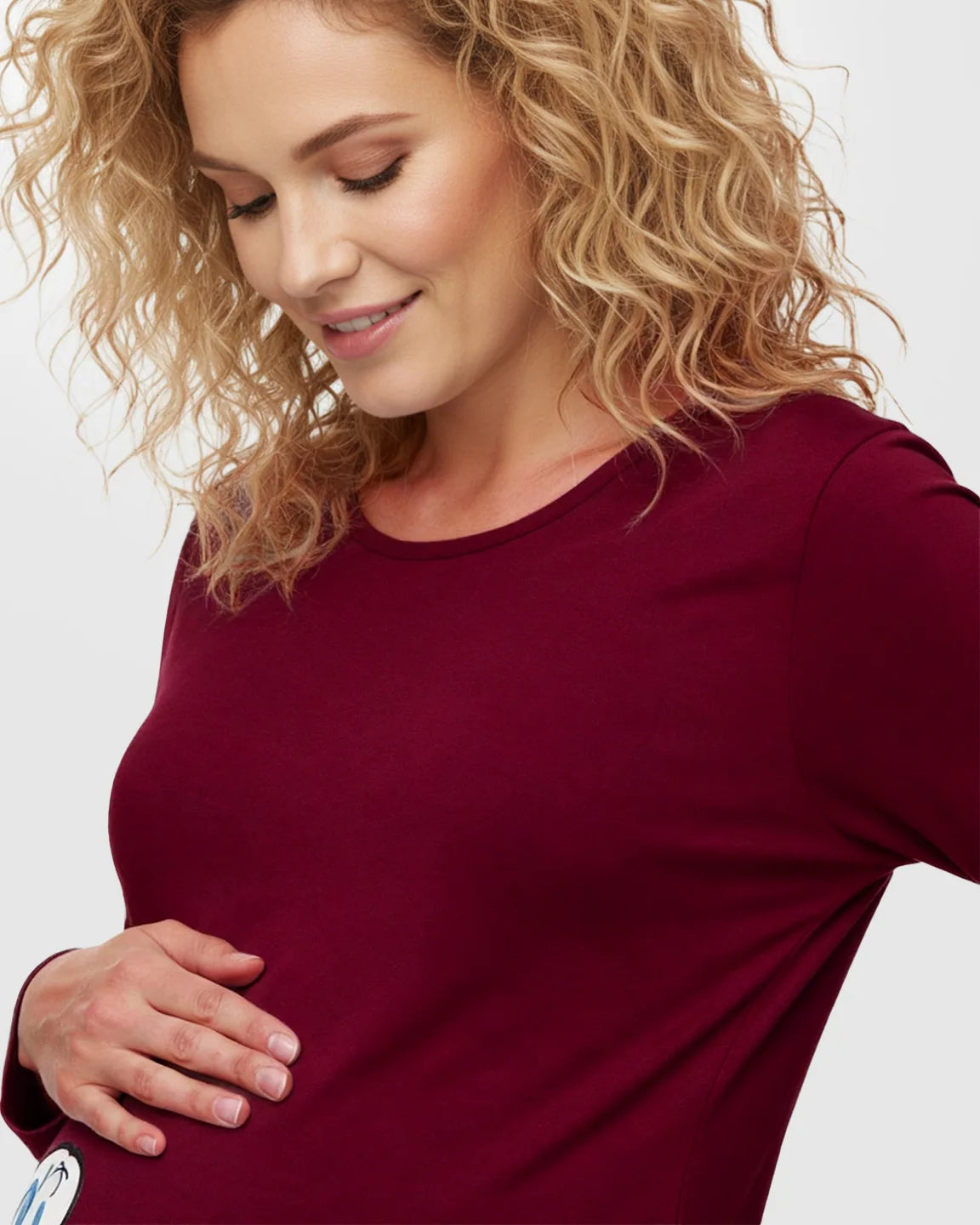 Slim Fit Side Ruched Long Sleeve Maternity Top