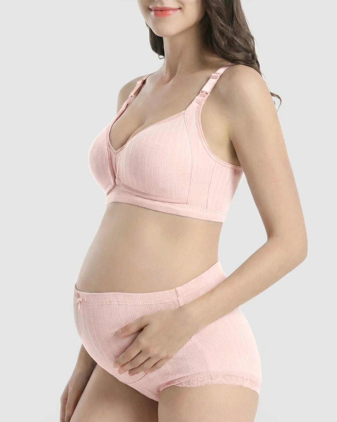 Wire-Free Breathable High-Waist Maternity Nursing Bra & Panty Set