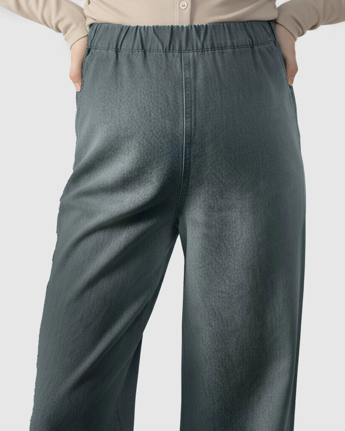 Adjustable Waist Wide-Leg Maternity Denim Pants