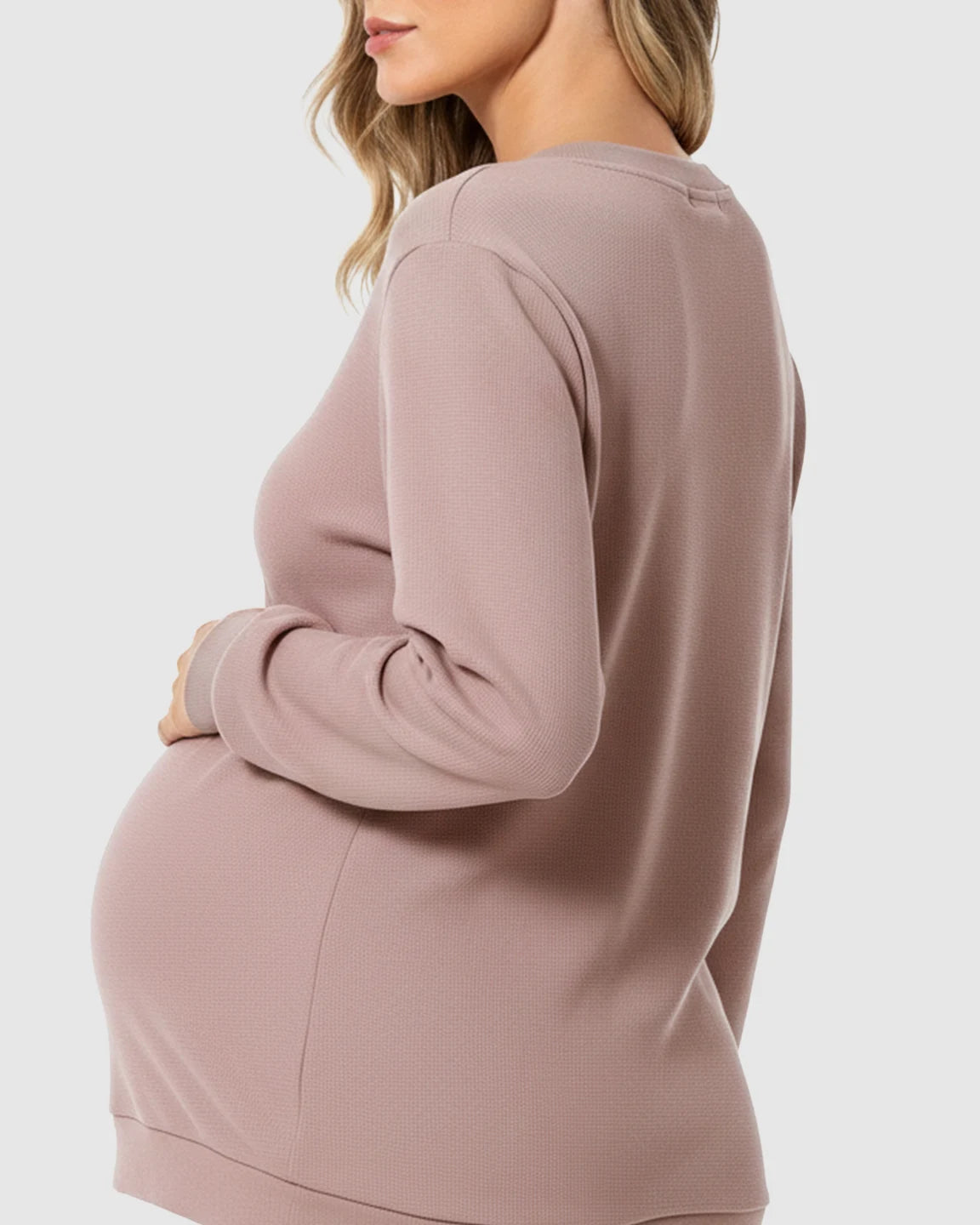 Waffle-Knit Cozy Fit Maternity Nursing Sweatshirt
