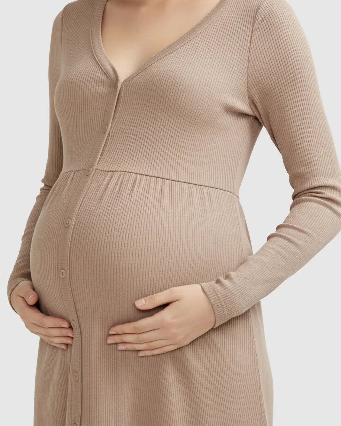 Button-Front Empire Waist Maternity Midi Dress