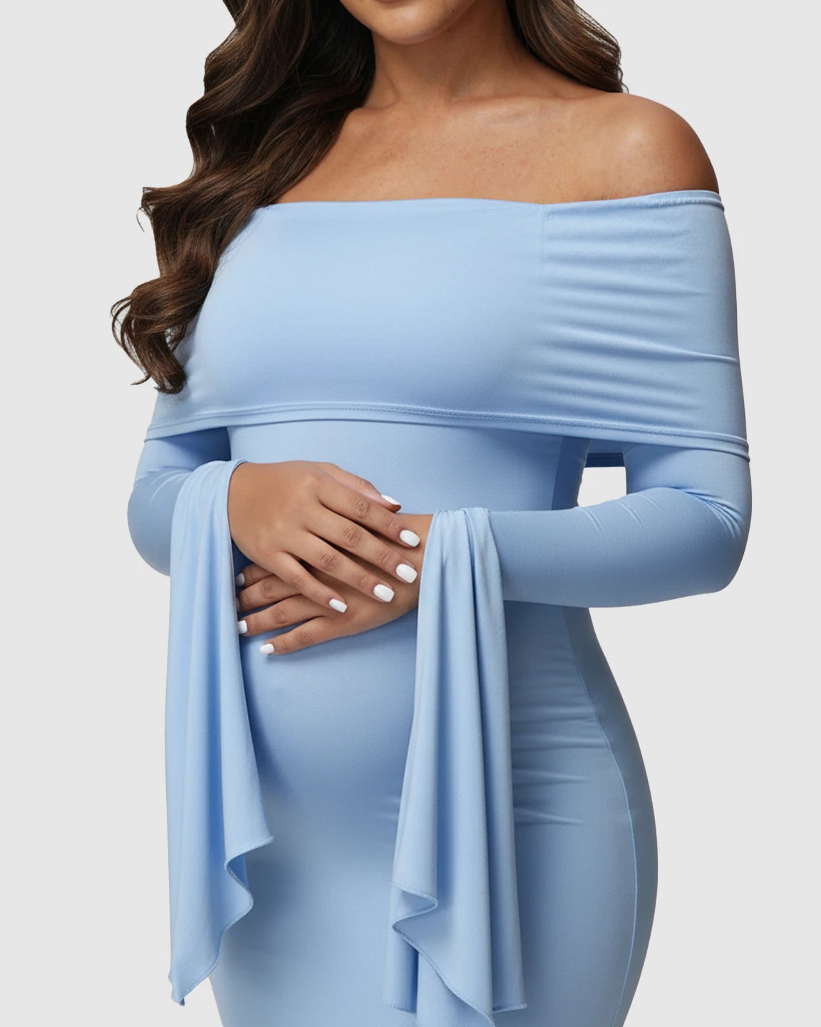Off-Shoulder Bodycon Maternity Maxi Dress