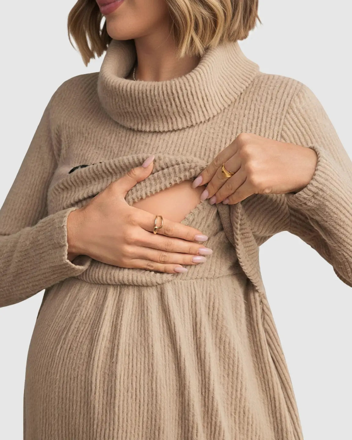 High Neck Everyday Style Maternity Nursing Dress