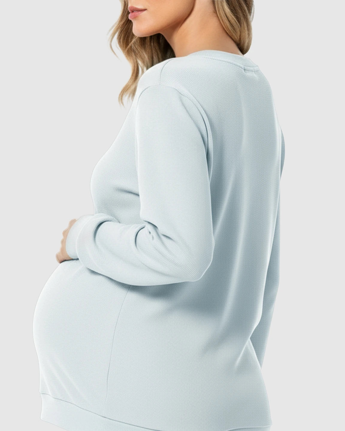 Waffle-Knit Cozy Fit Maternity Nursing Sweatshirt