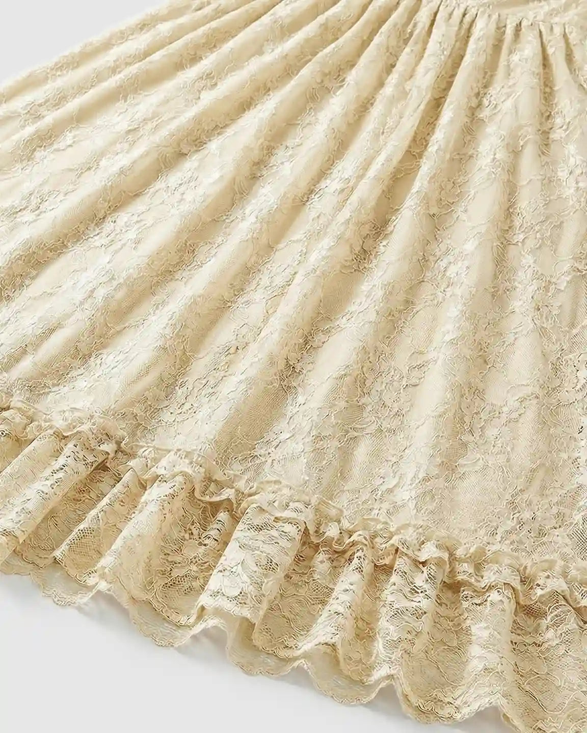 Ruffled Hem Floral Lace Maternity Photoshoot Dress