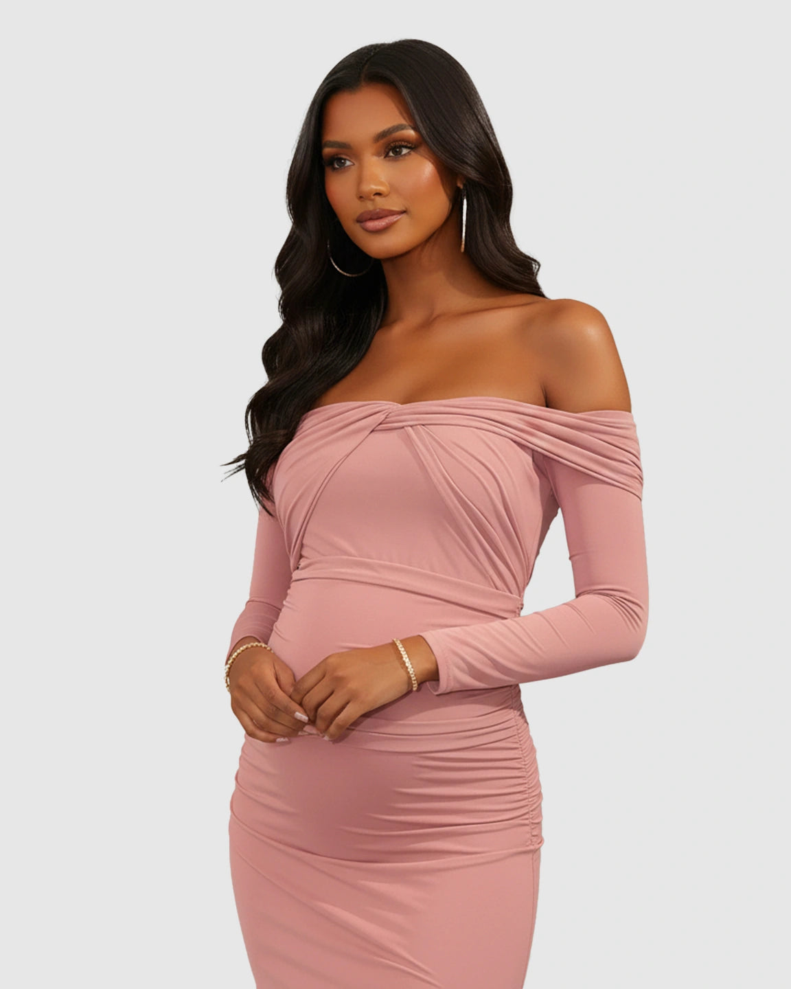 Ruched Bodice Bodycon Maternity Photoshoot Dress