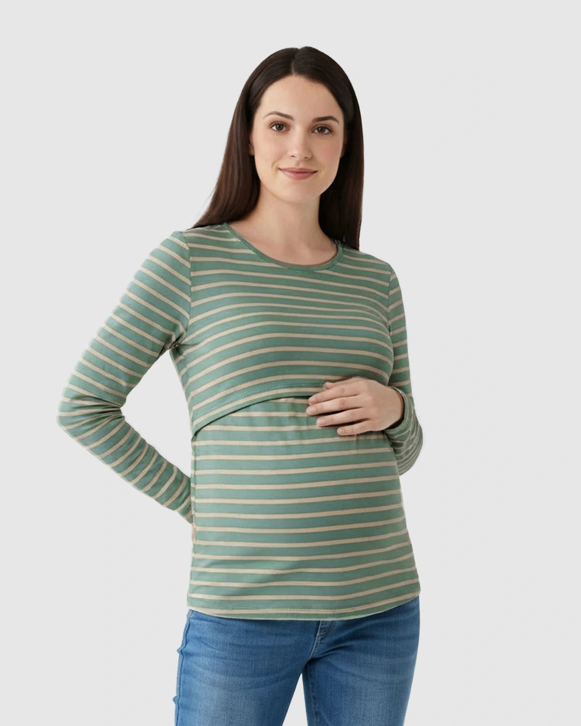 Striped Print Relax Fit Maternity & Nursing Top