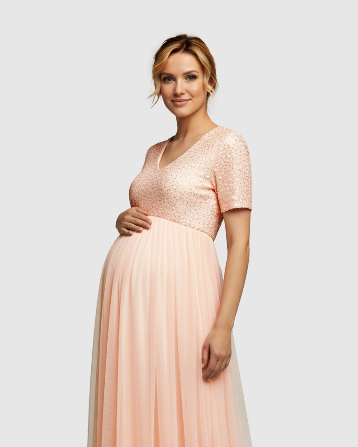 Sequin A-Line Maternity Evening Gown