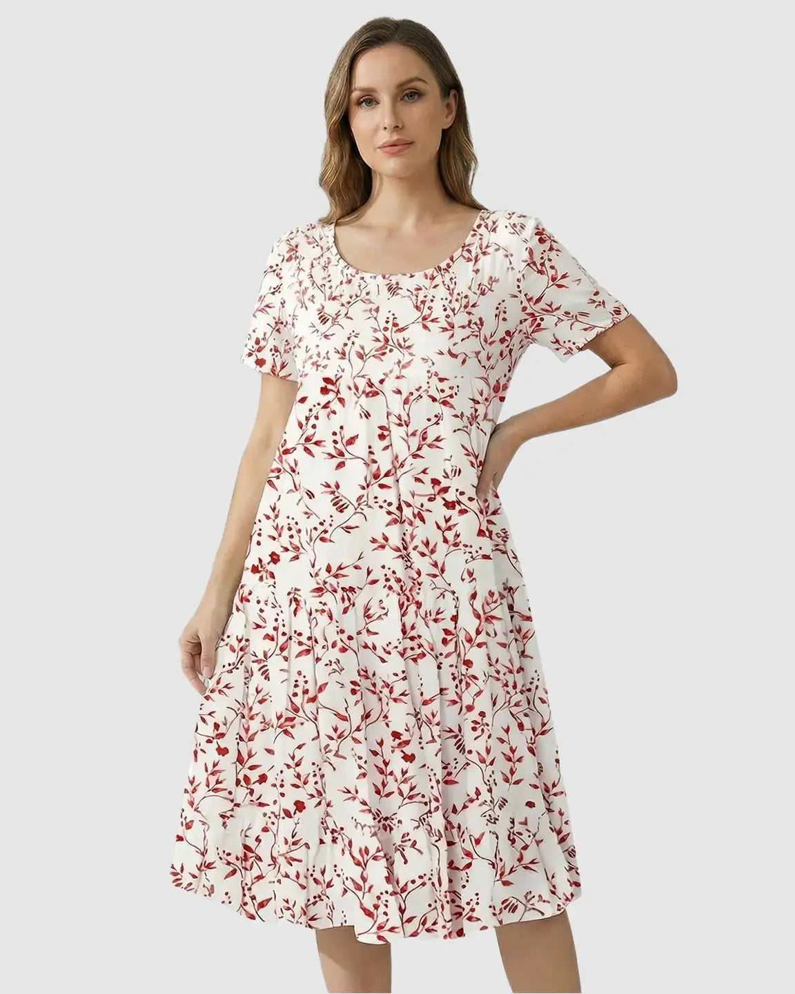 Empire Waist Tiered Maternity Midi Dress