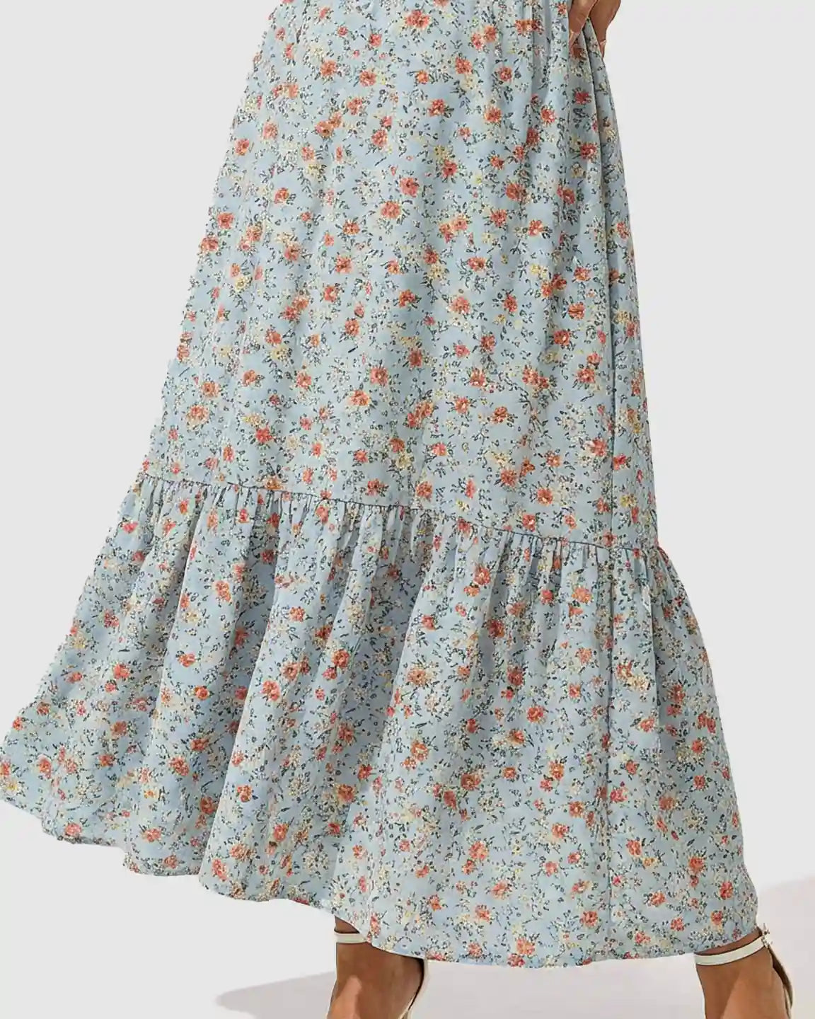 Smocked Bodice Floral Maternity Midi Dress