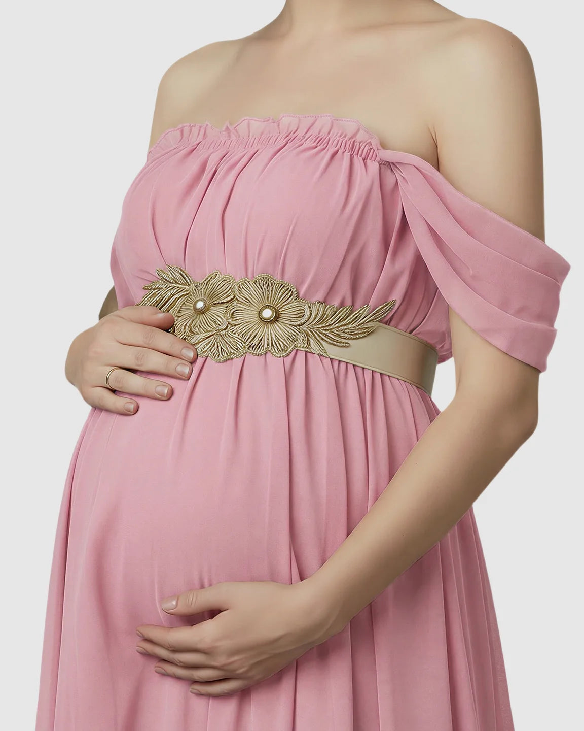 Chiffon Flowing Off Shoulder Maternity Photoshoot Gown