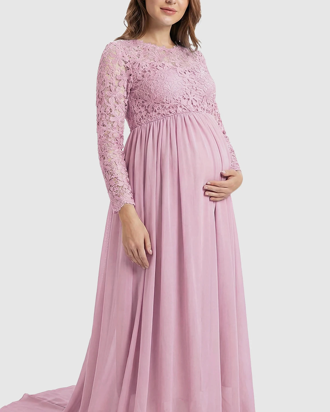 Lace Bodice Trailing Skirt Maternity Photoshoot Gown