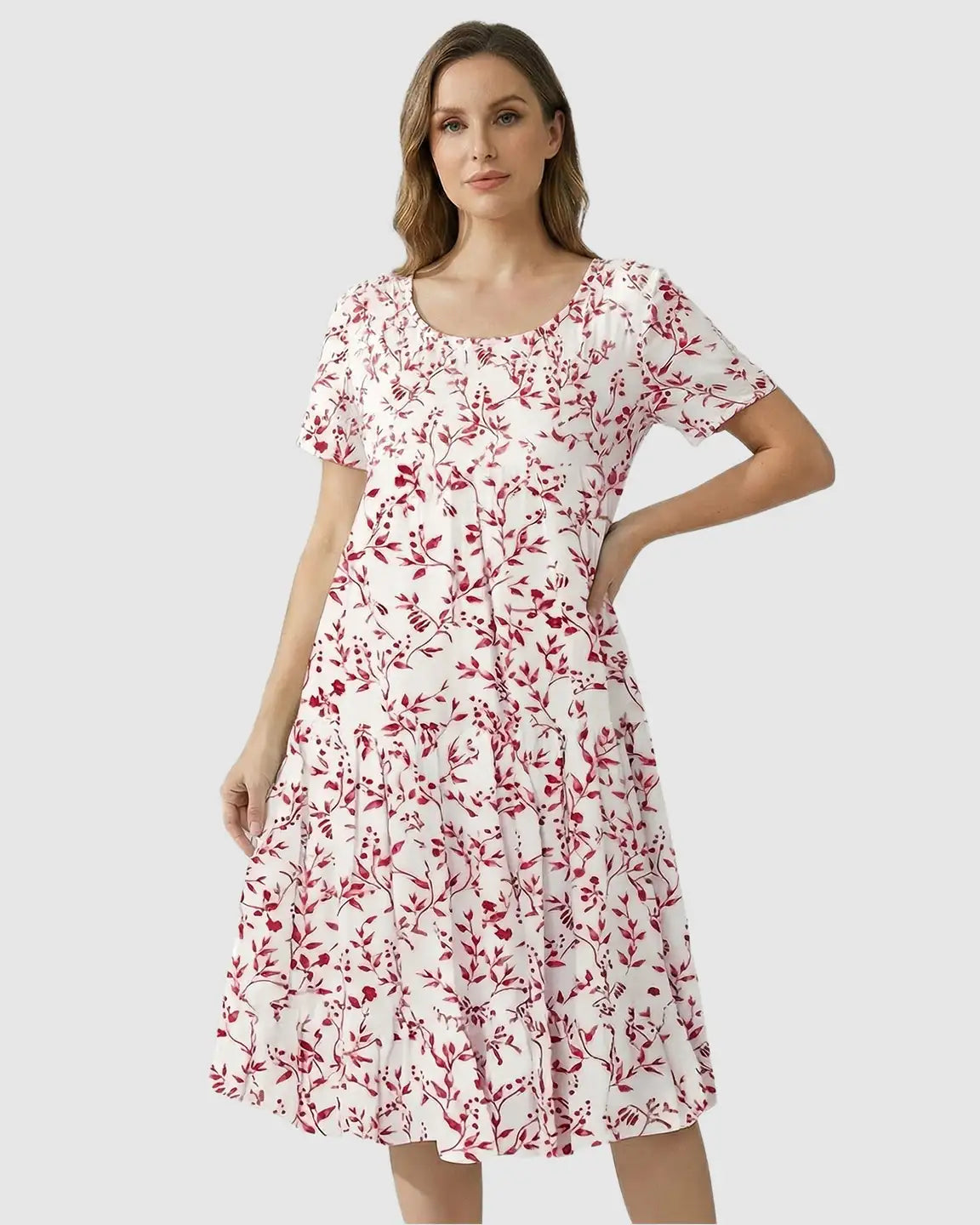 Empire Waist Tiered Maternity Midi Dress