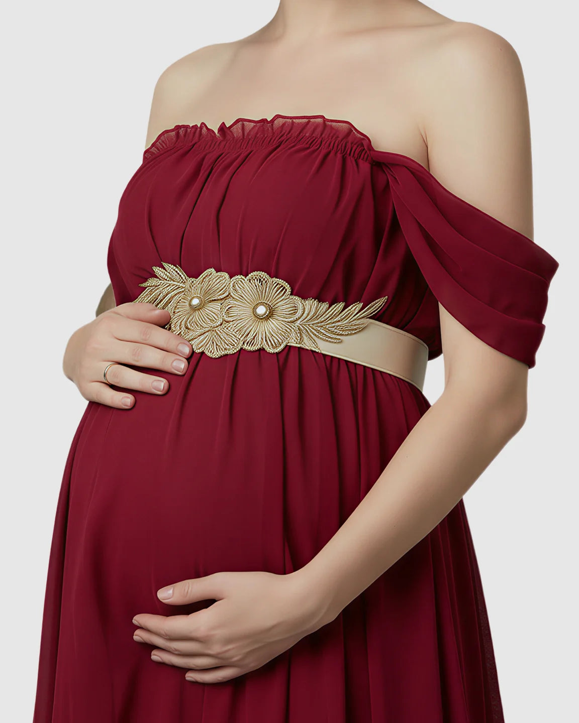 Chiffon Flowing Off Shoulder Maternity Photoshoot Gown