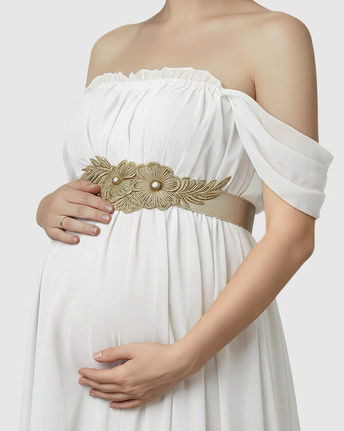 Chiffon Flowing Off Shoulder Maternity Photoshoot Gown
