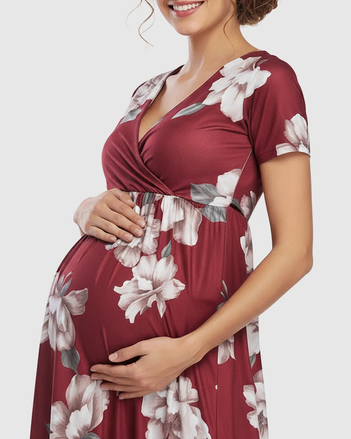 Floral Print Wrap Skirt Maternity Maxi Dress