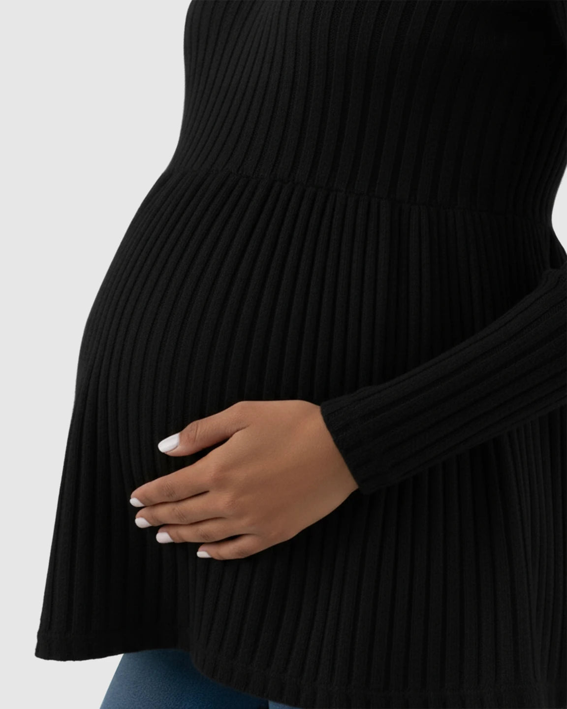 Ribbed Knit Ruffle Hem Maternity Top