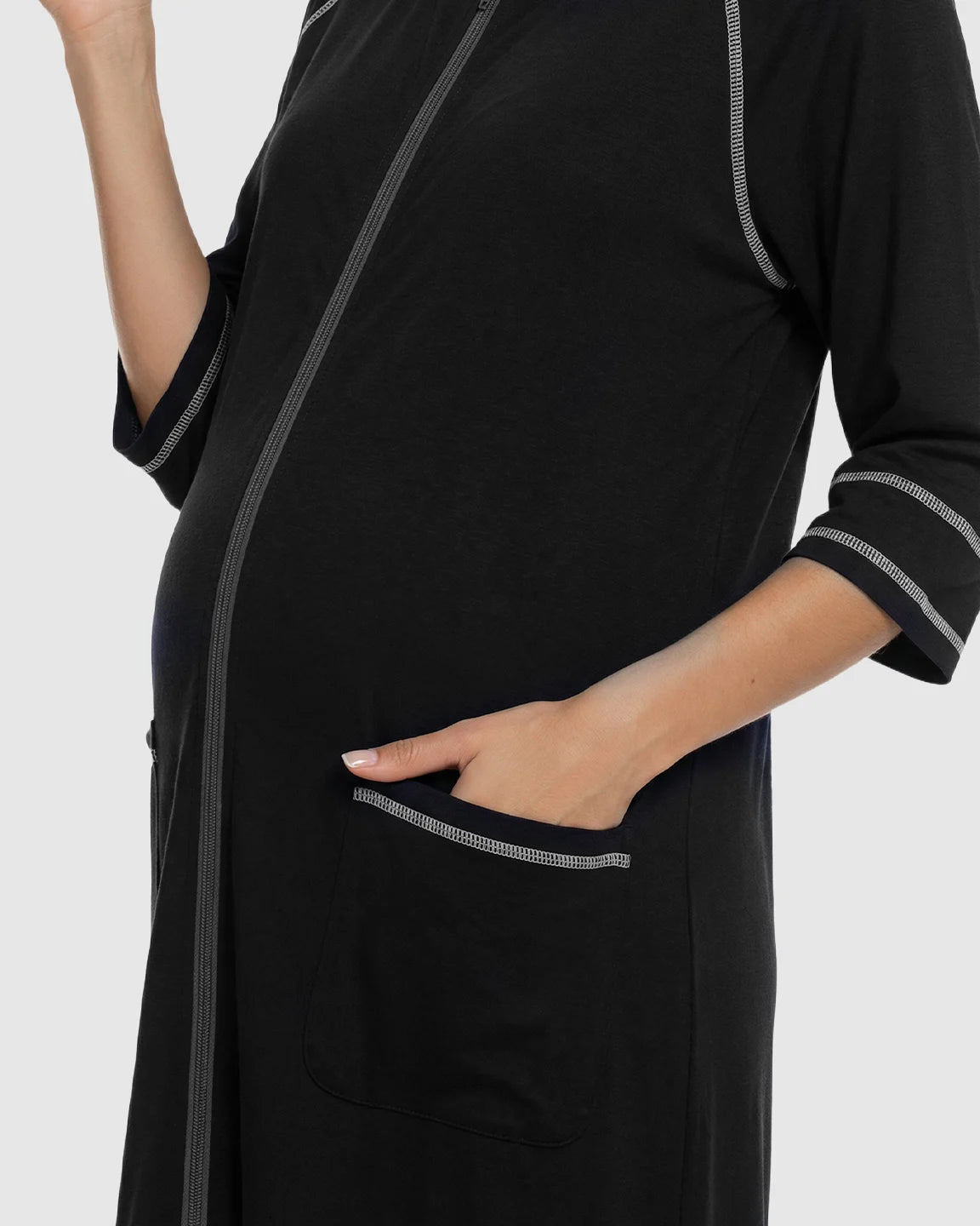Front Zipper Loose Fit Maternity & Nursing Dress