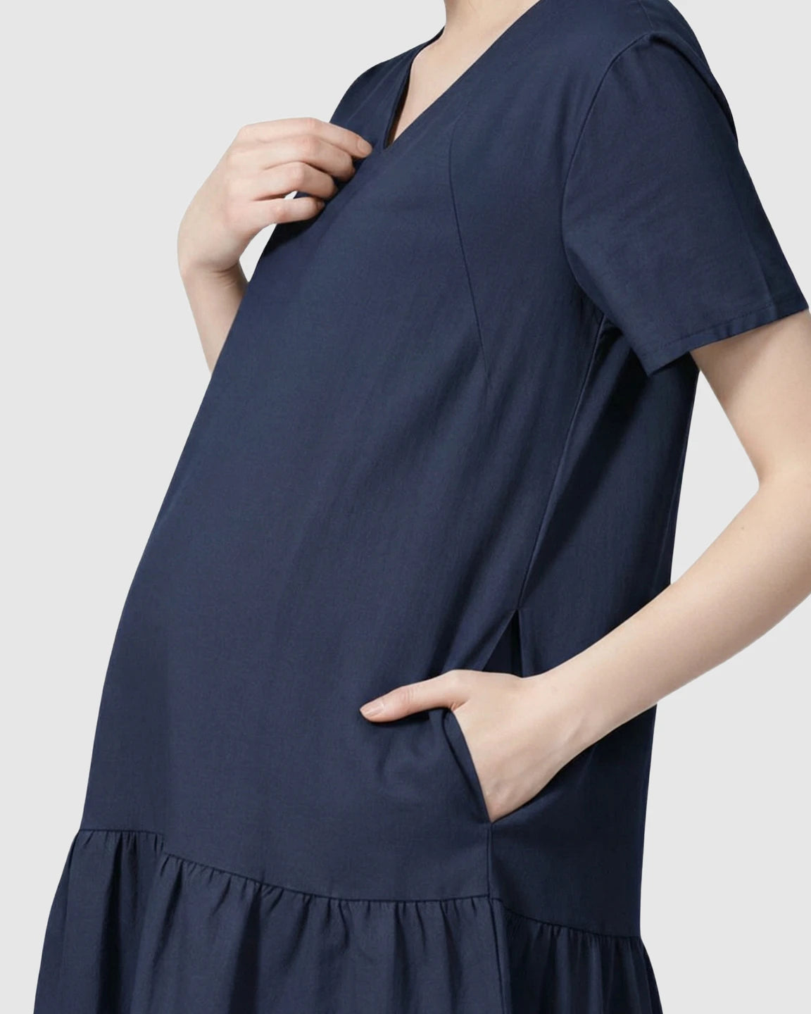 Ruffled Hem A-line Maternity & Nursing Dress