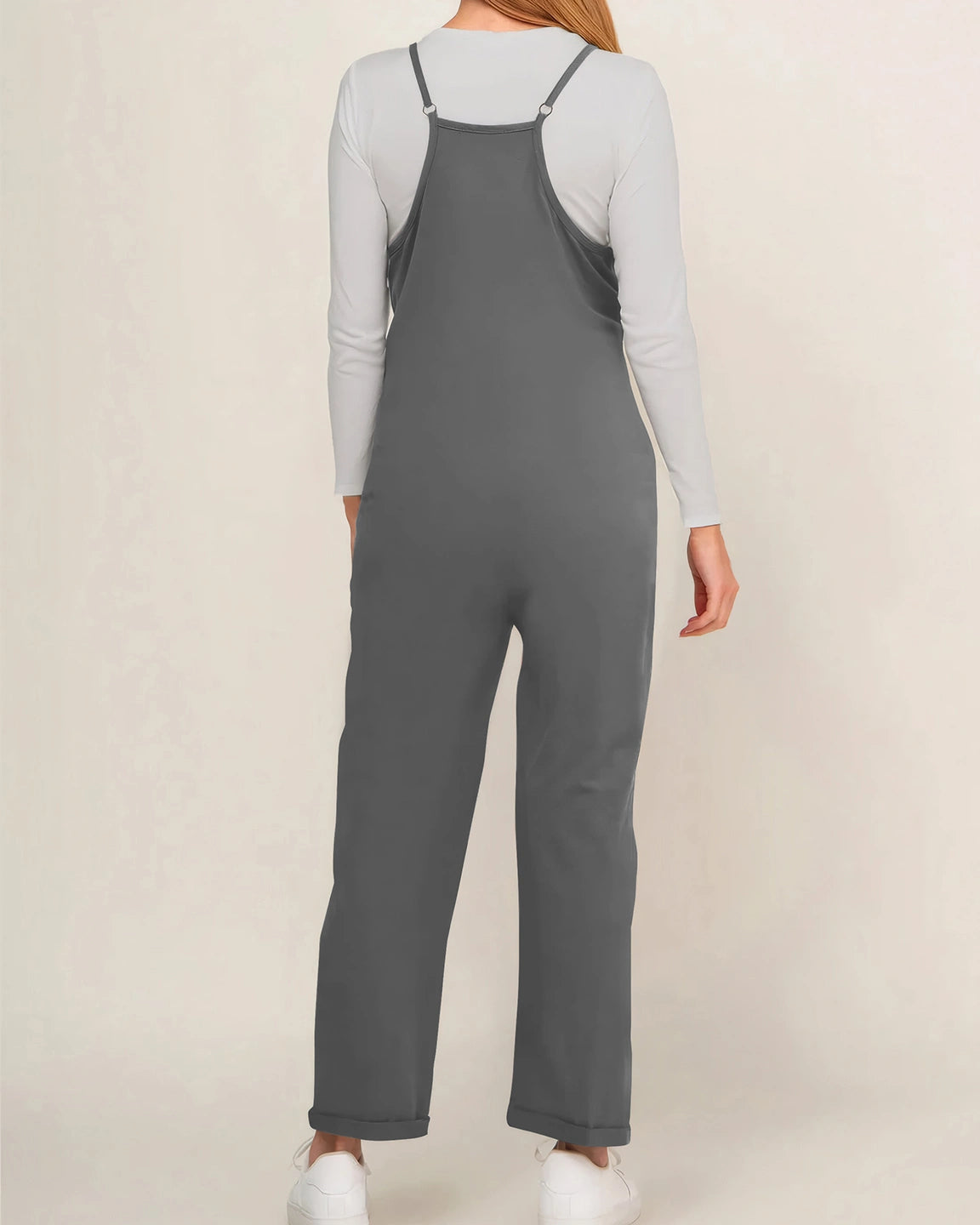 Oversized Adjustable Strap Maternity Jumpsuit