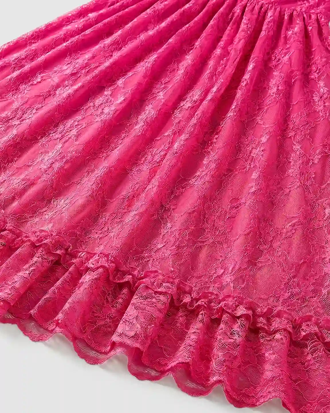 Ruffled Hem Floral Lace Maternity Photoshoot Dress