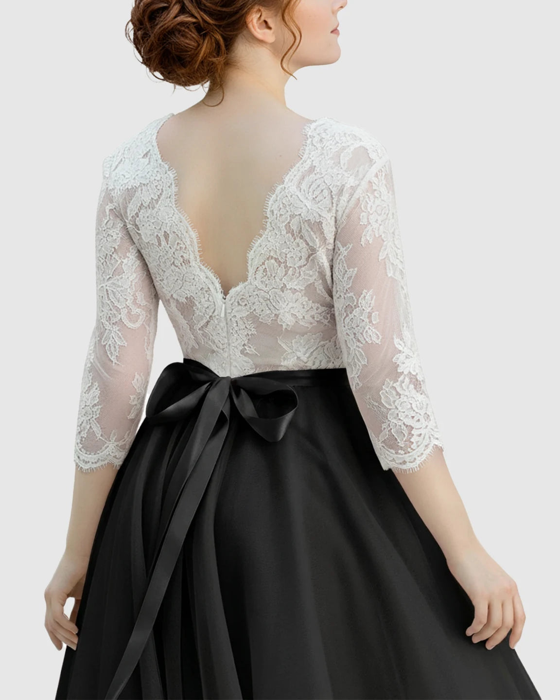 V-Back Bow Two-Tone Formal Maternity Gown