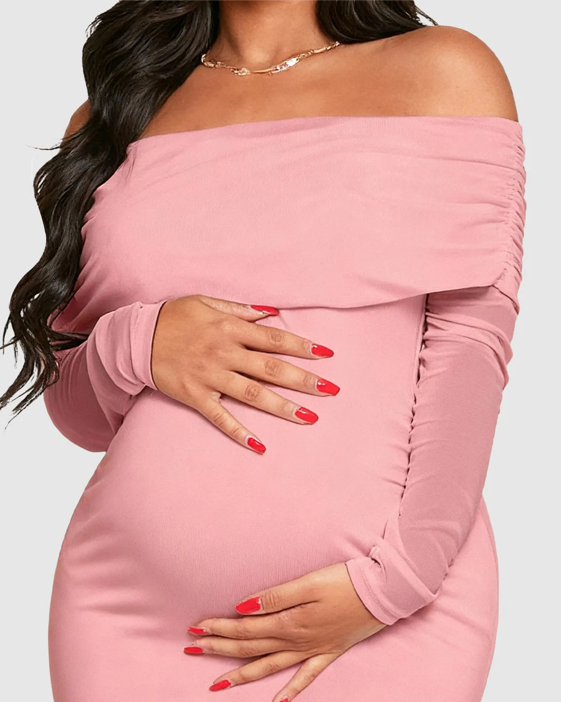 Draped Neck Mermaid Fit Maternity Maxi Dress