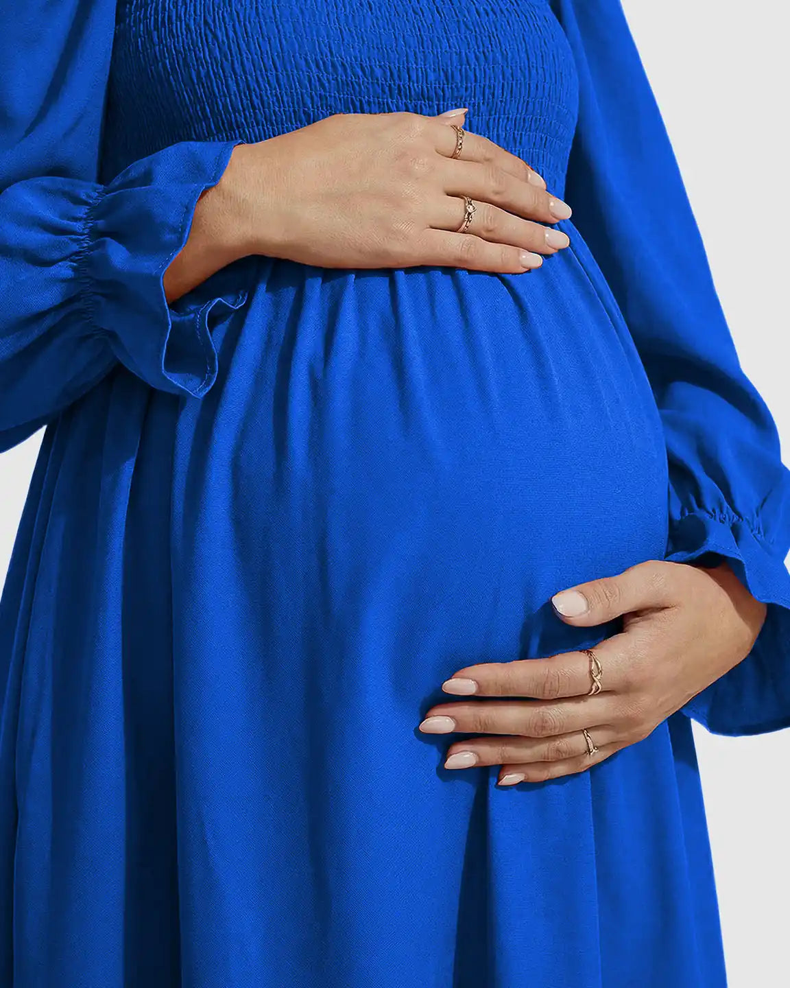 Ruffled Square-Neck Babydoll Maternity Maxi Dress