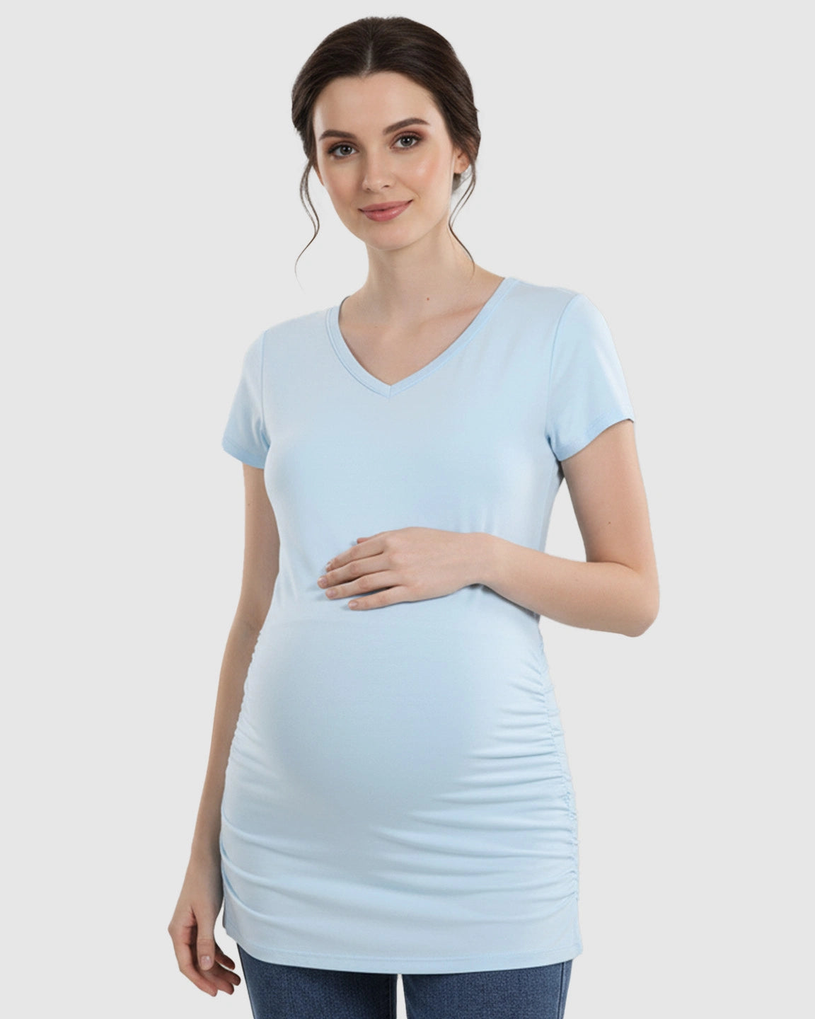 Short Sleeve Ruched Slim Fit Maternity Top
