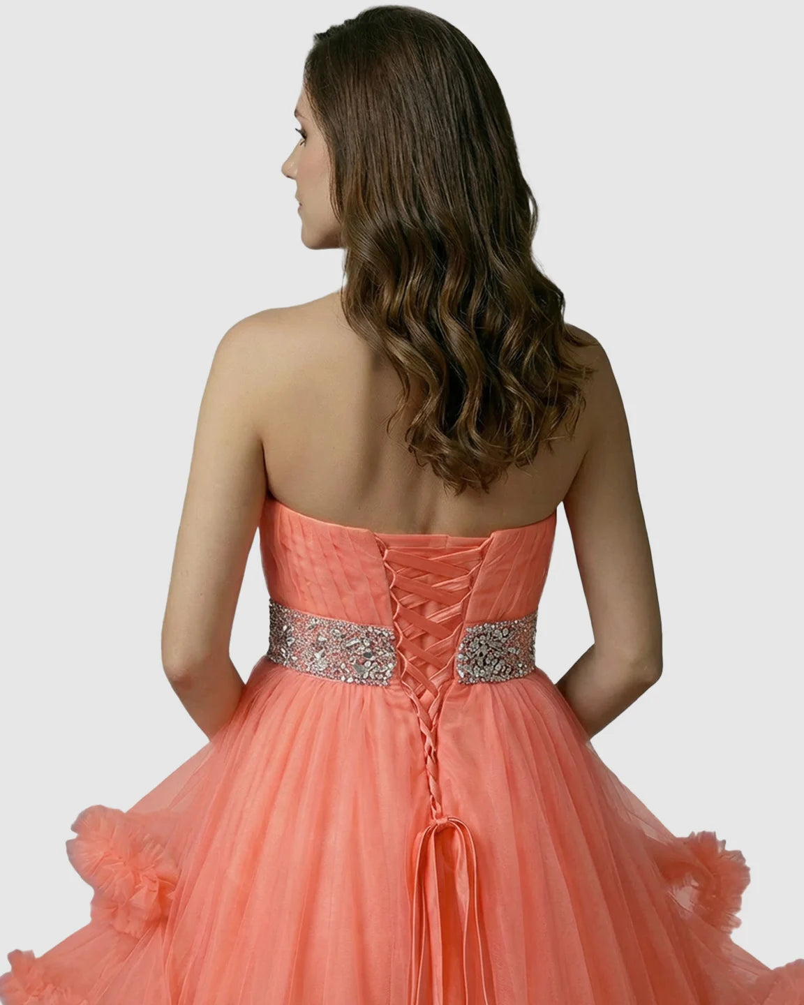 Strapless Bodice Multi-Layered Ruffled Skirt Maternity Photoshoot Dress