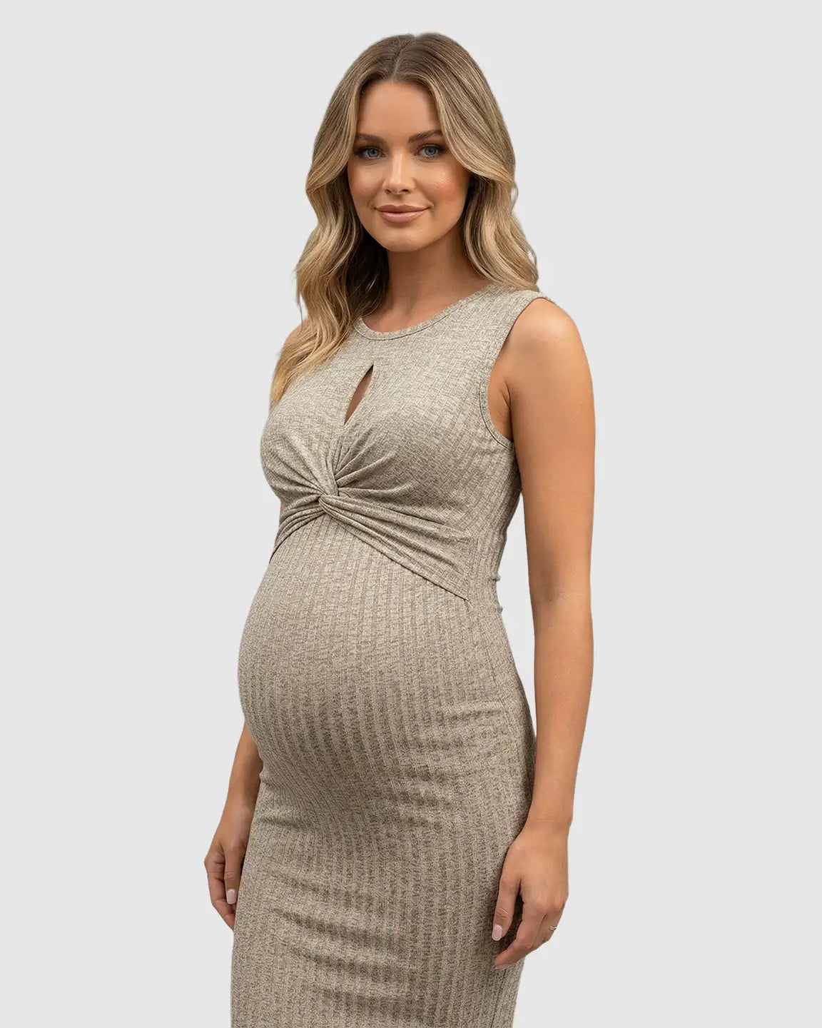 Crisscross Chest Bodycon Maternity & Nursing Midi Dress