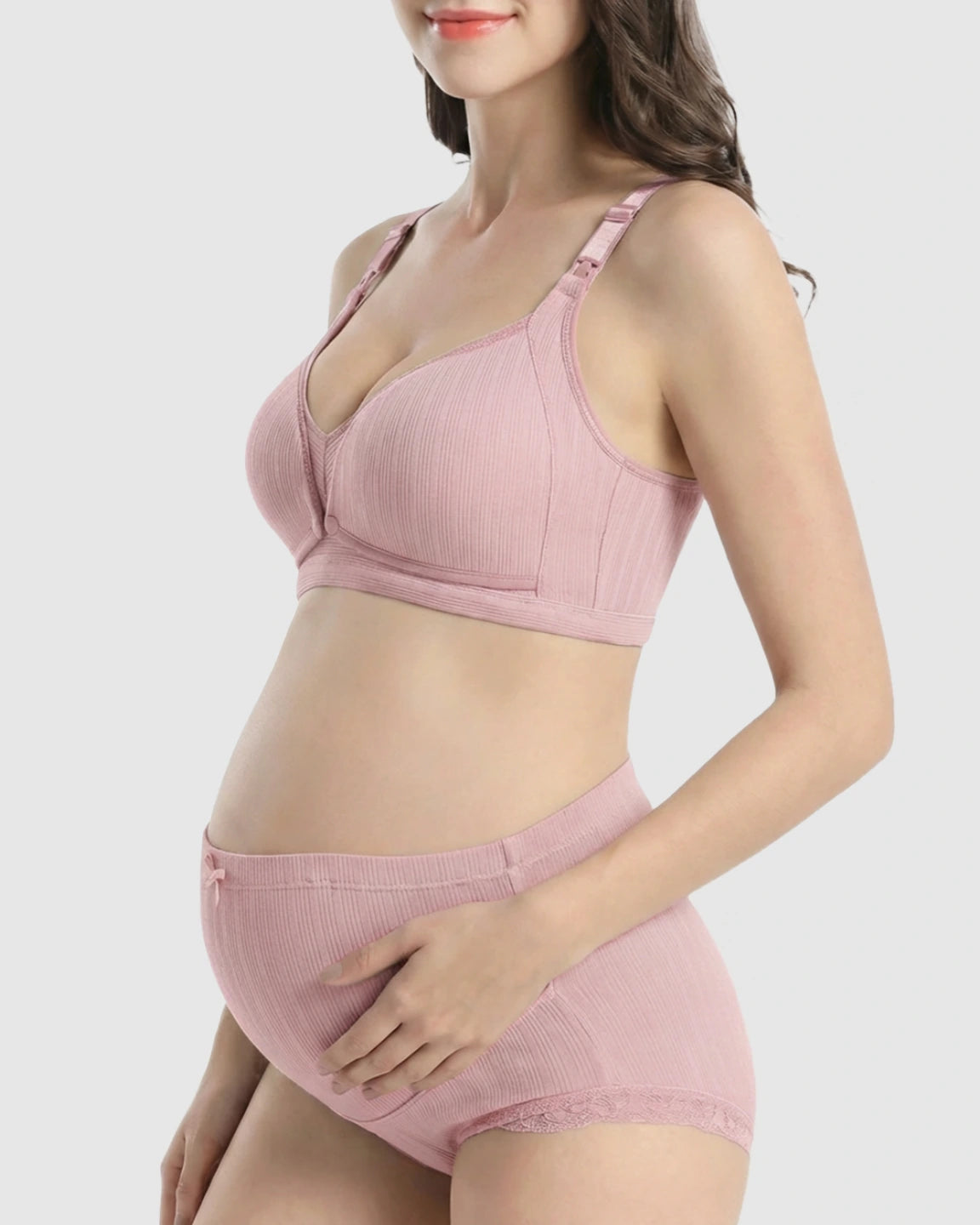Wire-Free Breathable High-Waist Maternity Nursing Bra & Panty Set